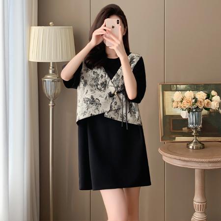 BY15308# 夏装新款时尚气质胖妹妹连衣裙洋气大码女装显瘦裙子服裝批發女裝批發服飾貨源