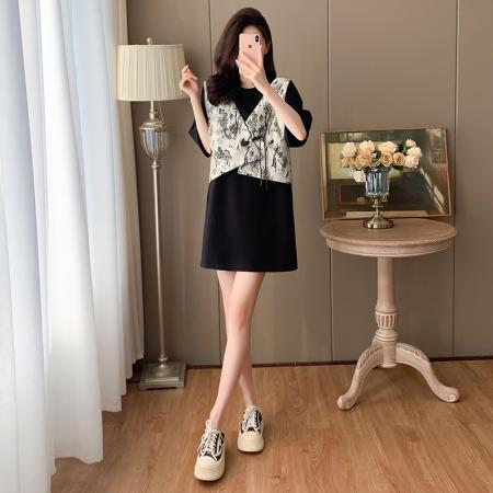 BY15308# 夏装新款时尚气质胖妹妹连衣裙洋气大码女装显瘦裙子服裝批發女裝批發服飾貨源