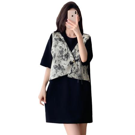 BY15308# 夏装新款时尚气质胖妹妹连衣裙洋气大码女装显瘦裙子服裝批發女裝批發服飾貨源