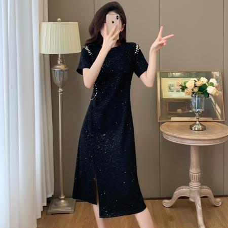 BY15309# 夏装新款时尚修身大码女装连衣裙胖妹妹气质裙子显瘦服裝批發女裝批發服飾貨源