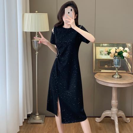 BY15309# 夏装新款时尚修身大码女装连衣裙胖妹妹气质裙子显瘦服裝批發女裝批發服飾貨源