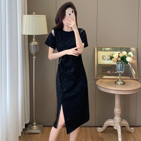 BY15309# 夏装新款时尚修身大码女装连衣裙胖妹妹气质裙子显瘦服裝批發女裝批發服飾貨源