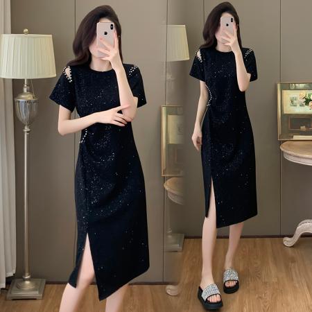 BY15309# 夏装新款时尚修身大码女装连衣裙胖妹妹气质裙子显瘦服裝批發女裝批發服飾貨源