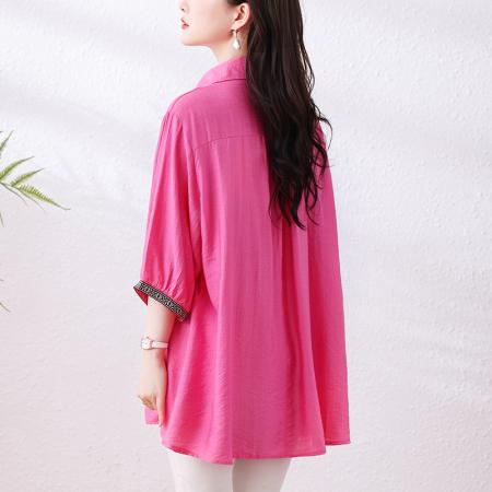 BY15310# 大码女装夏装新款洋气时尚百搭胖MM气质衬衫宽松显瘦上衣服裝批發女裝批發服飾貨源