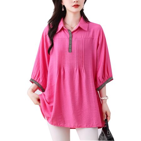 BY15310# 大码女装夏装新款洋气时尚百搭胖MM气质衬衫宽松显瘦上衣服裝批發女裝批發服飾貨源