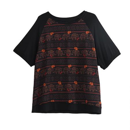 BY15315# 夏装新款时尚宽松百搭胖MM洋气T恤气质减龄显瘦大码上衣服裝批發女裝批發服飾貨源