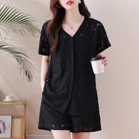 BY15318# 大码镂空提花...