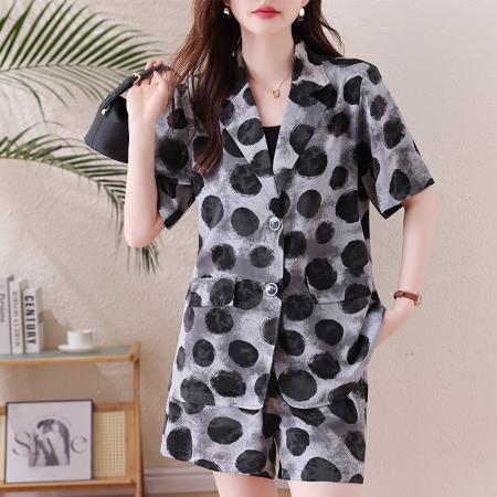 BY15321# 大码套装夏新款胖mm薄款宽松遮肉显瘦上衣阔腿短裤防晒两件套服裝批發女裝批發服飾貨源