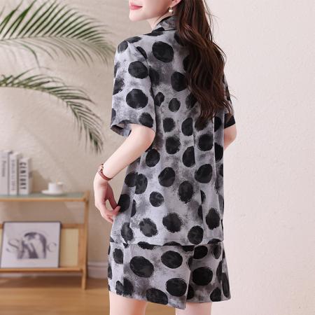 BY15321# 大码套装夏新款胖mm薄款宽松遮肉显瘦上衣阔腿短裤防晒两件套服裝批發女裝批發服飾貨源