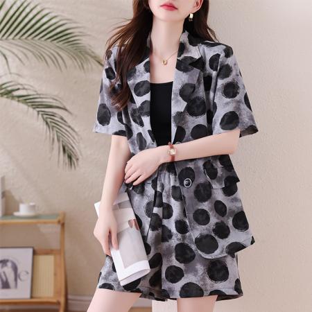 BY15321# 大码套装夏新款胖mm薄款宽松遮肉显瘦上衣阔腿短裤防晒两件套服裝批發女裝批發服飾貨源