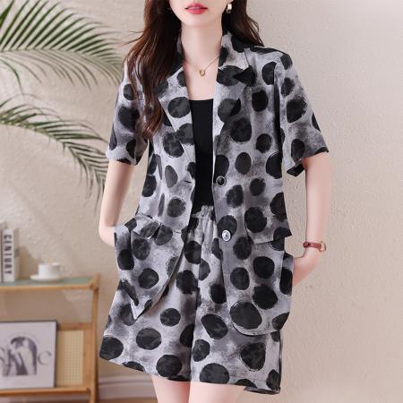 BY15321# 大码套装夏新款胖mm薄款宽松遮肉显瘦上衣阔腿短裤防晒两件套服裝批發女裝批發服飾貨源