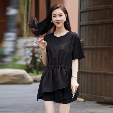 BY15333# 夏季新款大码女装短袖T恤时尚胖MM宽松显瘦洋气减龄遮肚子上衣女服裝批發女裝批發服飾貨源