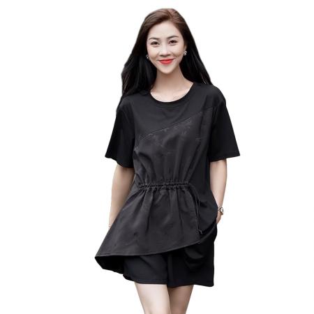BY15333# 夏季新款大码女装短袖T恤时尚胖MM宽松显瘦洋气减龄遮肚子上衣女服裝批發女裝批發服飾貨源