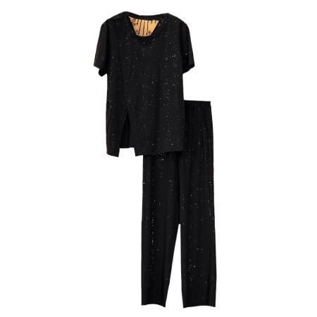 BY15337# 夏装新款女装套装气质胖妹妹大码宽松显瘦减龄短袖阔腿裤两件套女服裝批發女裝批發服飾貨源