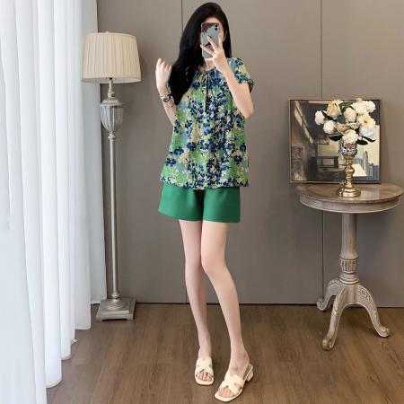 BY15344# 夏季新款设计感百搭休闲洋气轻奢花色提花印花时尚上衣女服裝批發女裝批發服飾貨源