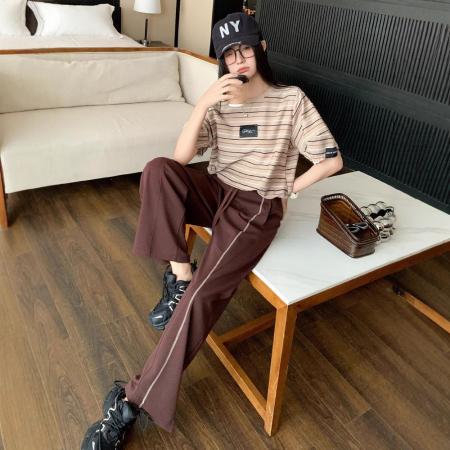 BY15348# 运动套装女新款夏季薄款时尚减龄独特漂亮宽松短袖休闲两件套服裝批發女裝批發服飾貨源