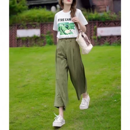 BY15354# 夏季女装时尚气质穿搭一整套梨型身材休闲可盐可甜通勤两件套装裤服裝批發女裝批發服飾貨源