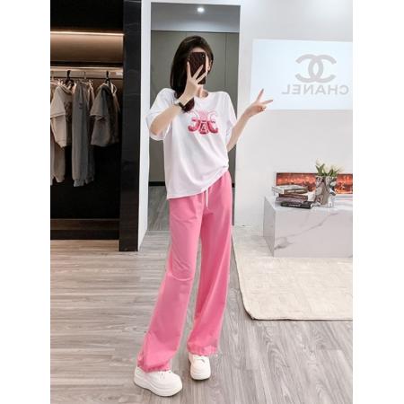 BY15358# 夏季新款女装时尚潮牌宽松休闲印花短袖白体t恤灯笼裤套装两件套服裝批發女裝批發服飾貨源