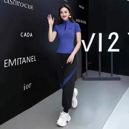 BY15365# 瑜伽健身衣服女套装速干跑步服夏季新款短袖时尚休闲运动套装服裝批發女裝批發服飾貨源