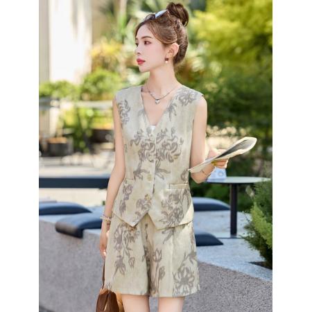 BY15373# 休闲时尚夏季短裤棉麻套装女新款女装洋气两件套穿搭一整套服裝批發女裝批發服飾貨源