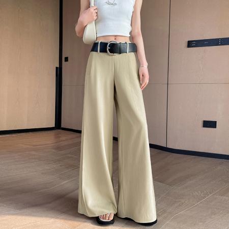 BY15423# 高腰西装阔腿裤女夏季新款高级感宽松垂感直筒裤配腰带时尚休闲裤 服裝批發女裝批發服飾貨源