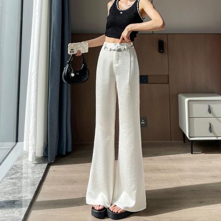 BY15424# 冰丝醋酸微喇裤女夏季薄款缎面垂感空气裤休闲显瘦喇叭拖地裤 服裝批發女裝批發服飾貨源