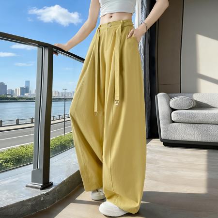 BY15425# 韩系慵懒风气球裤女夏新款高腰宽松休闲弯刀裤冰丝薄款阔腿裤 服裝批發女裝批發服飾貨源