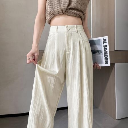 BY15426# 冰丝棉麻山本裤女夏季薄款垂感防晒休闲裤慵懒直筒西装阔腿裤 服裝批發女裝批發服飾貨源