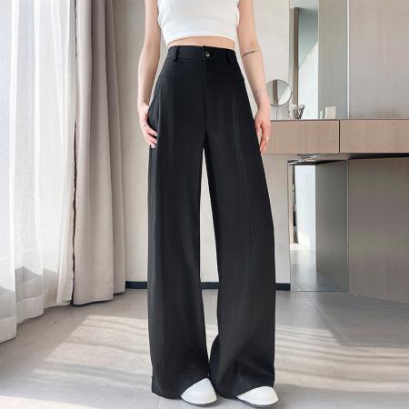 BY15427# 休闲阔腿裤女夏季新款宽松高腰显瘦直筒裤轻奢垂感棉麻裤子 服裝批發女裝批發服飾貨源