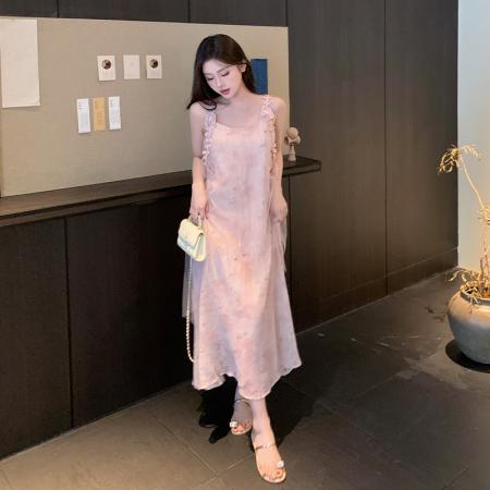 BY15448# 法式超仙吊带连衣裙夏高级感显瘦三亚海边度假风沙滩长裙 服裝批發女裝批發服飾貨源