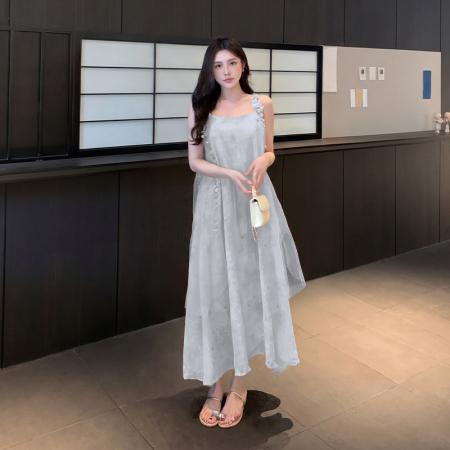 BY15448# 法式超仙吊带连衣裙夏高级感显瘦三亚海边度假风沙滩长裙 服裝批發女裝批發服飾貨源