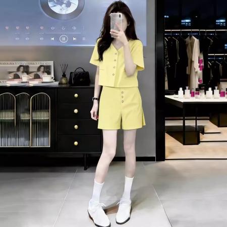 BY15466# 新款夏季短袖高级感轻奢名媛小香风休闲甜美两件套套装女 服裝批發女裝批發服飾貨源