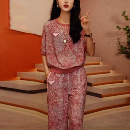 BY15471# 粉色时尚套装时髦洋气清新减龄休闲运动夏日绝美穿搭一整套女 服裝批發女裝批發服飾貨源