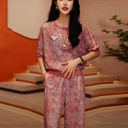 BY15471# 粉色时尚套装时髦洋气清新减龄休闲运动夏日绝美穿搭一整套女 服裝批發女裝批發服飾貨源