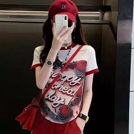 BY15476# 欧货休闲运动套装女夏装新款时尚洋气修身圆领印花短袖两件套 服裝批發女裝批發服飾貨源