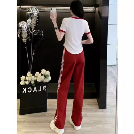 BY15476# 欧货休闲运动套装女夏装新款时尚洋气修身圆领印花短袖两件套 服裝批發女裝批發服飾貨源