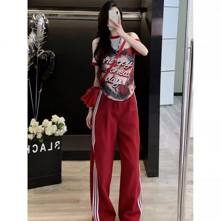 BY15476# 欧货休闲运动套装女夏装新款时尚洋气修身圆领印花短袖两件套 服裝批發女裝批發服飾貨源