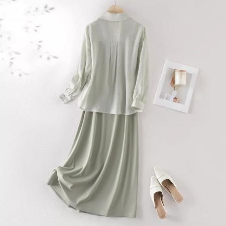 BY15478# 亚麻今年流行漂亮套装裙衬衫吊带裙两件套女春夏装新款 服裝批發女裝批發服飾貨源