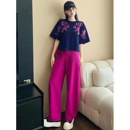 BY15482# 欧货休闲运动套装女新款夏季时尚洋气设计感印花短袖两件套潮 服裝批發女裝批發服飾貨源