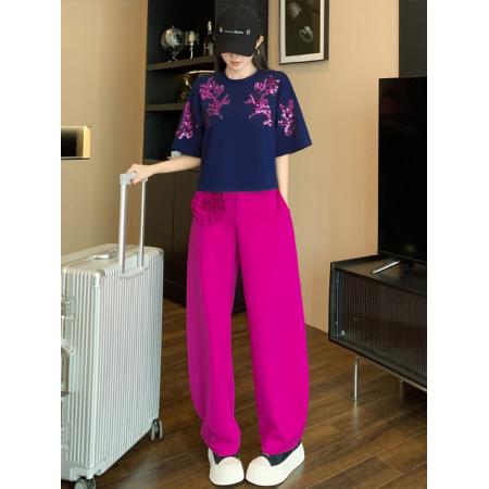 BY15482# 欧货休闲运动套装女新款夏季时尚洋气设计感印花短袖两件套潮 服裝批發女裝批發服飾貨源