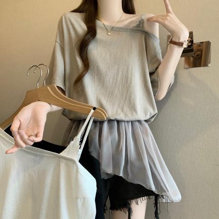 BY15485# 夏季新款拼接...