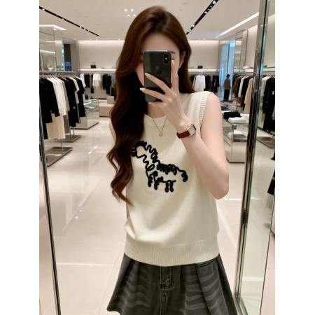 BY15486# 夏季新款圆领无袖个性刺绣针织背心女大码百搭显瘦上衣 服裝批發女裝批發服飾貨源