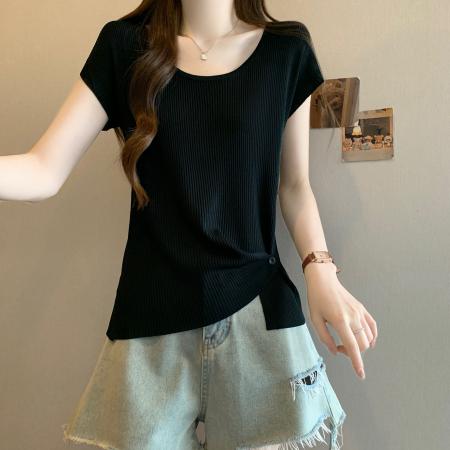 BY15490# 夏季新款个性设计百搭冰丝针织衫女大码显瘦透气单上衣 服裝批發女裝批發服飾貨源