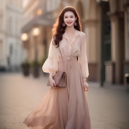 BY15501# 春夏穿搭新款小香风衬衫套装洋气时尚时髦气质粉色长裙两件套 服裝批發女裝批發服飾貨源