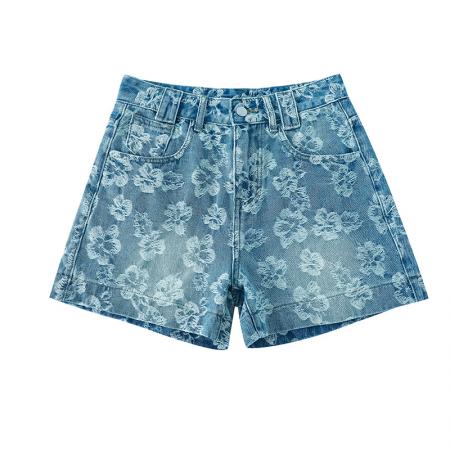 BY15511# 时髦提花牛仔短裤女夏季薄款新款宽松显瘦辣妹时尚潮流短裤子 服裝批發女裝批發服飾貨源