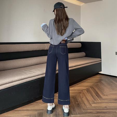 BY15516# 九分直筒牛仔裤女春夏季新款宽松显瘦八分小个子弹力烟管裤 服裝批發女裝批發服飾貨源