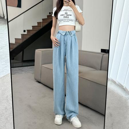 BY15518# 春夏季天丝莱赛尔纤维阔腿裤女小个子薄款显瘦坠感窄版直筒裤 服裝批發女裝批發服飾貨源