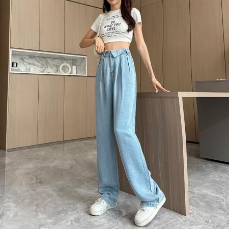 BY15518# 春夏季天丝莱赛尔纤维阔腿裤女小个子薄款显瘦坠感窄版直筒裤 服裝批發女裝批發服飾貨源