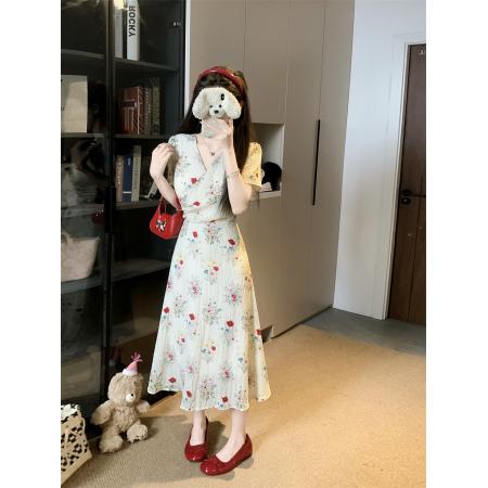 BY15524# 大码女装碎花明媚大方温柔法式显瘦气质中长款连衣裙设计感长裙子 服裝批發女裝批發服飾貨源