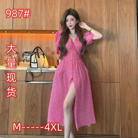 BY15530# 大码女装浪漫碎花连衣裙新款胖妹妹气质海边旅游度假风裙子 服裝批發女裝批發服飾貨源